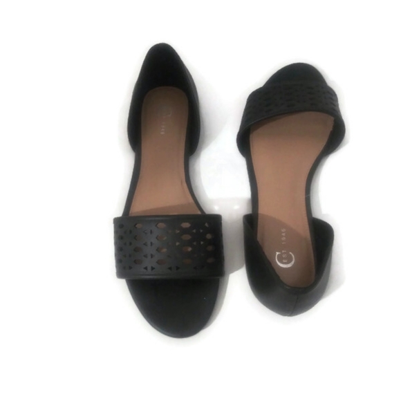 CATO Black Open-Toe Flats Size 9 - Picture 3 of 5